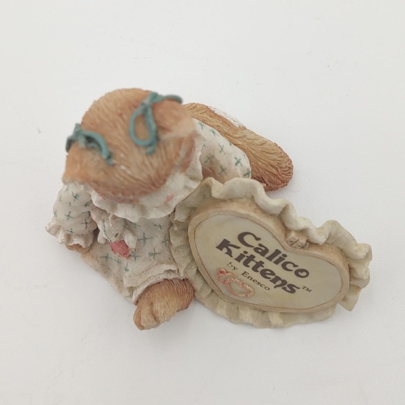 Calico Kittens Cat Figurine Ruffled Heart Plaque 1992 Enesco Orange Tabby Feline - Picture 6 of 9